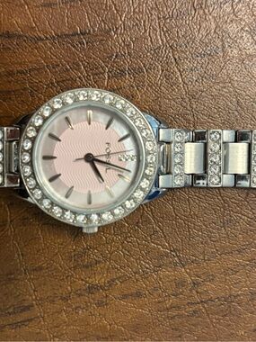 Fossil Silver Stainless Steel Watch with Crystal Accents. Needs battery